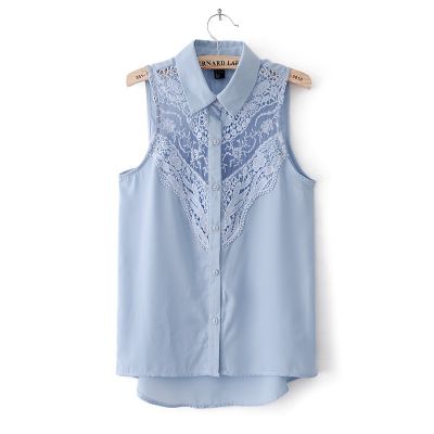 Sleeveless blouse for women with lace top Multiple Colors