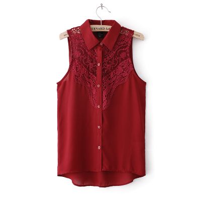 Sleeveless blouse for women with lace top Multiple Colors
