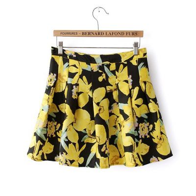 Women's Short skirt with flower print 2014 spring summer trend