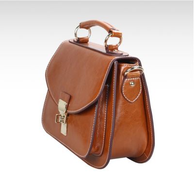 Leather Satchel with Little Handle for women Retro Vintage Fashion