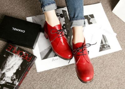 Small Heeled Shoes for Women Retro Vintage style Lace Up