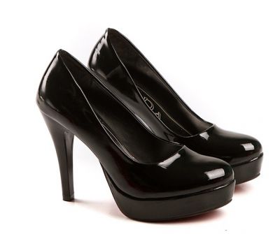 High heeled Pumps for Women Shiny Polished - Black White Red