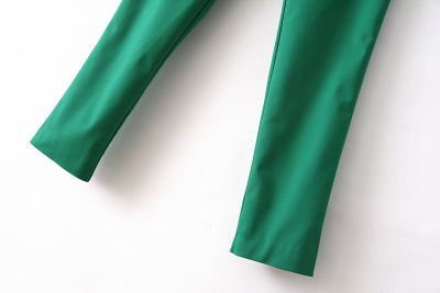 Stretch Pants for Women Cotton Blend with Leather Belt