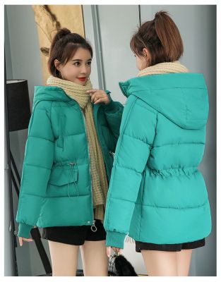 Warm down jacket with hood for women