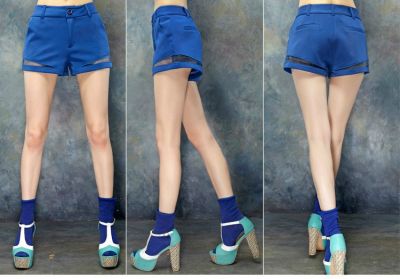 Women's Summer Shorts with Transparent Mesh Side Design
