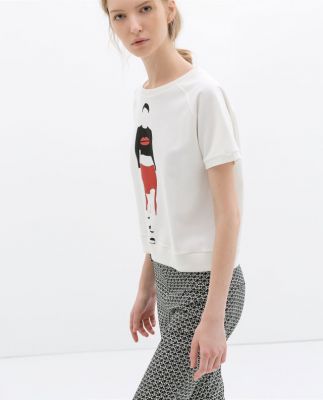 Women's T shirt with Lady Silhouette Lipstick Print