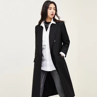 Women's long double breasted trench coat
