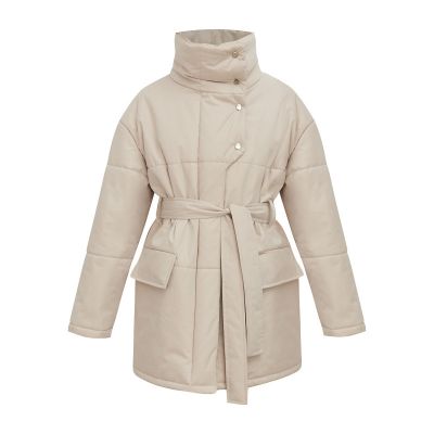 Women's mid-length coat with irregular buttons and cotton lining