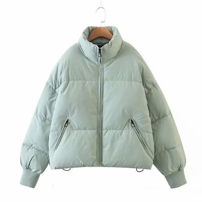 Women's Relaxed Fit Down-Filled Cotton Parka with Stand-Up Collar