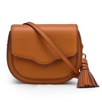 Women tassel saddle bag in genuine leather