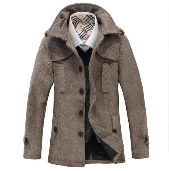 Men's Duffle Coat with Wide Lapel Classical Fashion Style