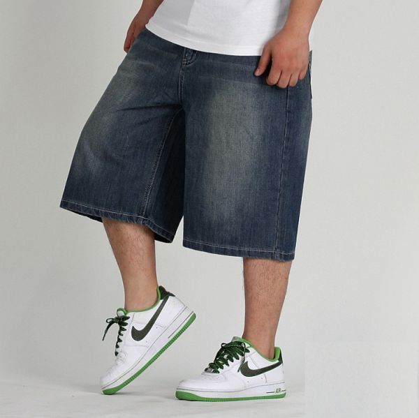 Baggy Denim Shorts for Men Hip Hop Bermuda Jeans - Blue
