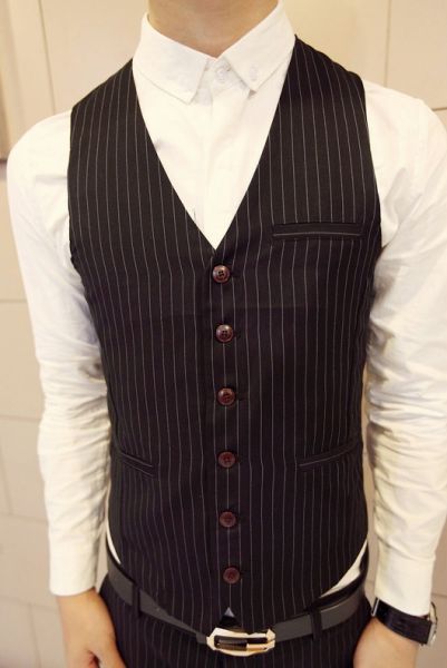 Pinstripe waistcoat vest for men with Thin Stripe Fabric