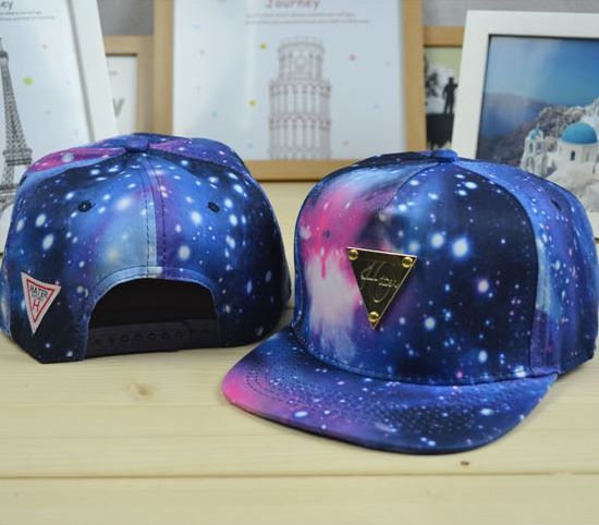 Snapback Baseball Cap with Hater Gold Plaque Galaxy Cosmic Print