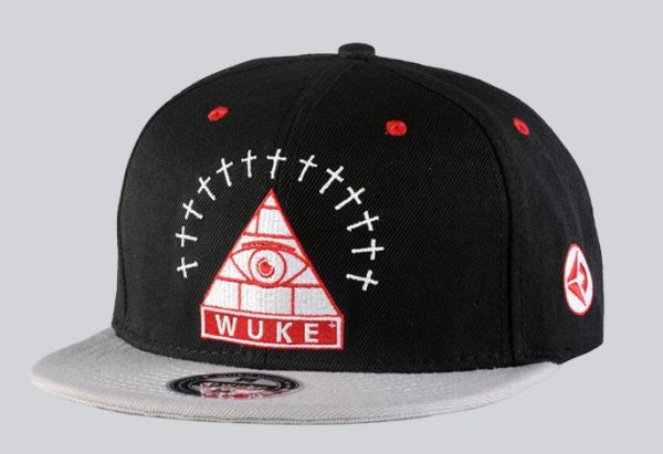 Snapback Baseball Cap with Illuminati Pyramid Design Wuke Black Grey
