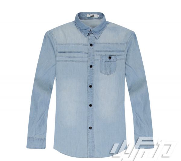 Chambray Denim shirt for Men with Chest Pocket - Long Sleeves