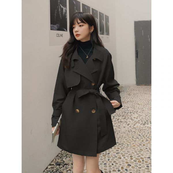 Classic belted trench coat for women