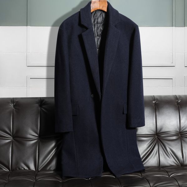 Classic longline wool winter coat for men