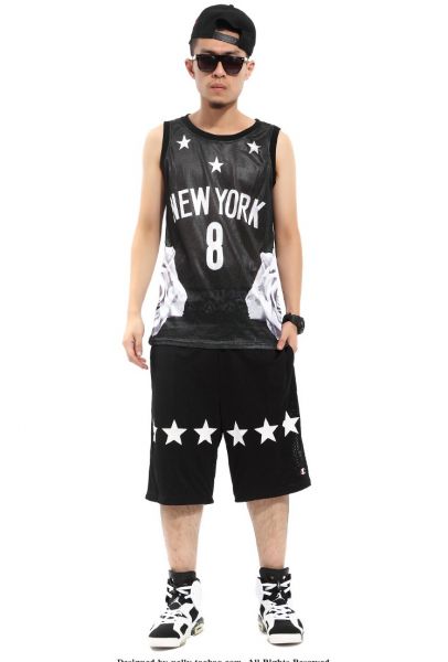 New York #8 Tanktop for Men Flower Print on the Side Basketball Jersey
