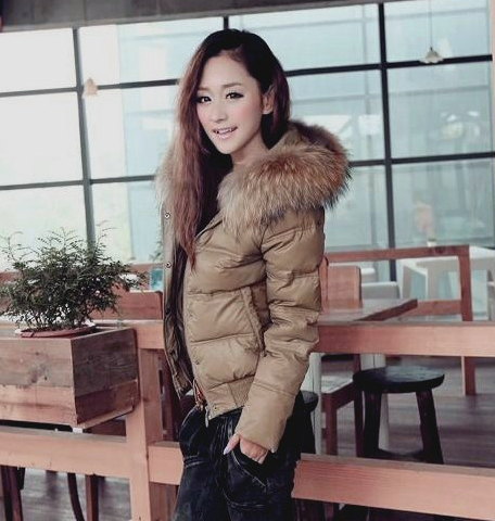 Short Winter Parka for Women with Fur Lined Hood