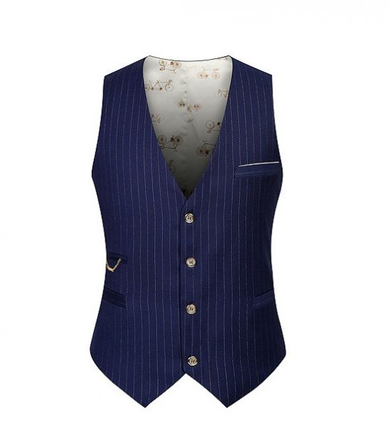 Men's Striped Suit Vest Sleeveless Waistcoat