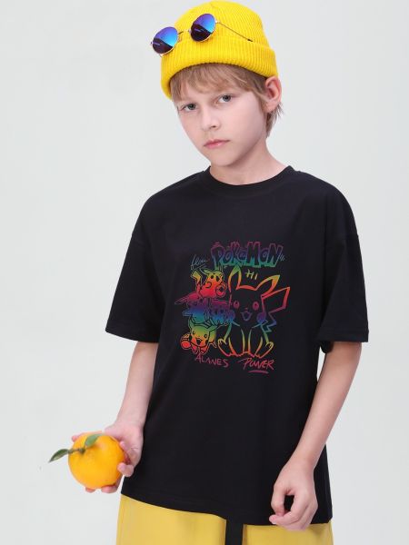 Kids' Cotton Heat-Sensitive Color-Changing Pikachu T-Shirt - Short Sleeved