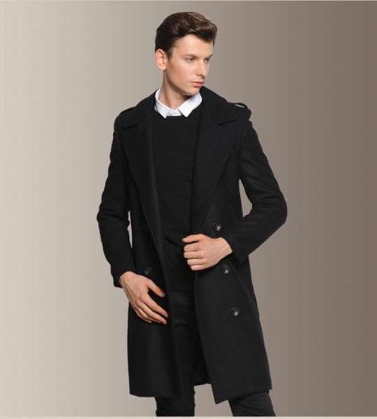 Classic vintage wool coat for men with shoulder pads
