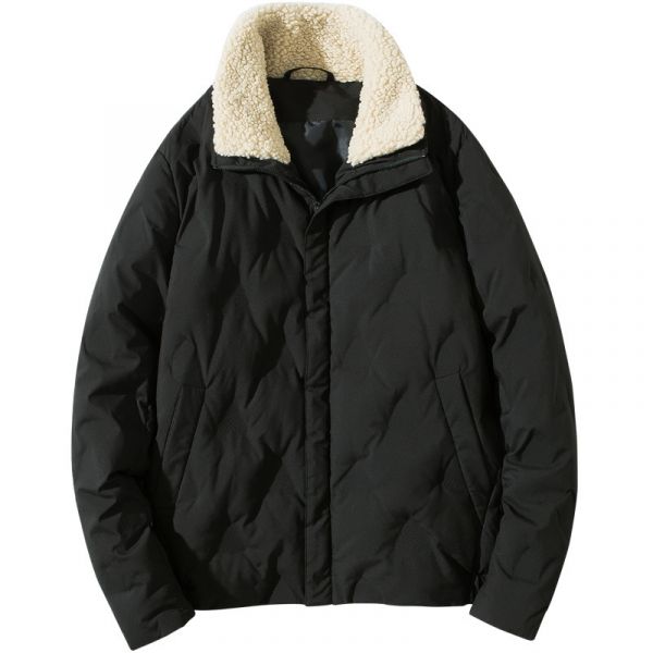Men's thick winter jacket with fur collar