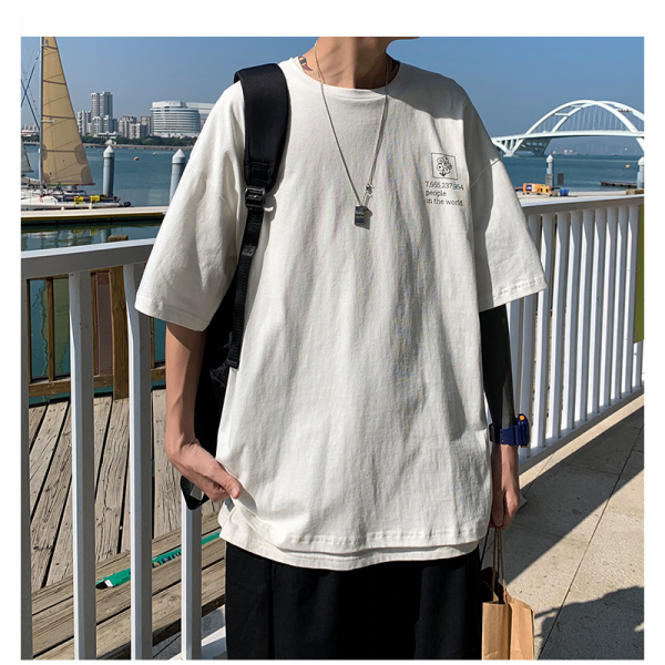 Men's baggy short sleeve T-shirt round neck graffiti