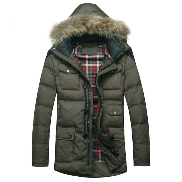 Winter Parka for Men with Fur Lined Hood and Multiple Pockets