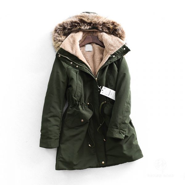 Parka coat with faux fur lined hood for women