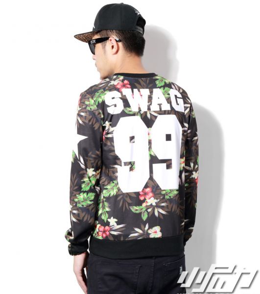 Hawaiian Swag Flower Print Jumper for Men with #99 Back
