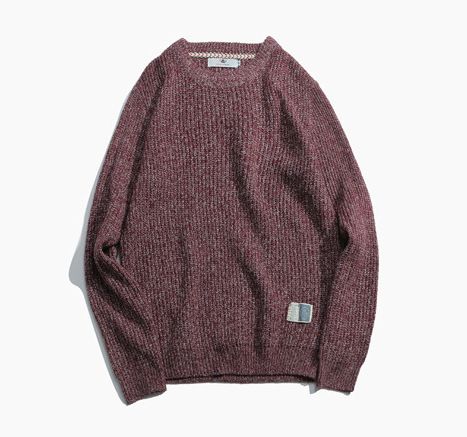 Heathered wool sweatshirt for men with round neck