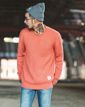 Oversize large knit jumper for men
