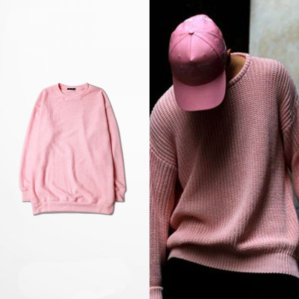 Pink Knitwear Crewneck Sweater for Men