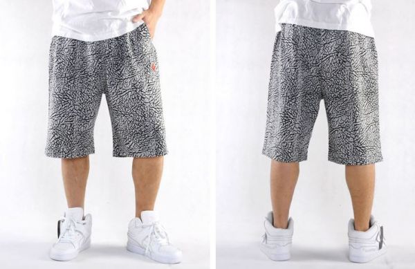 Cotton Shorts for Men with Elephant Skin Design Print