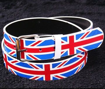 Leather belt with UK England Flag Union Jack Punk Style