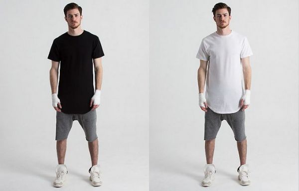 Long T-shirt for Men Oversized Short Sleeves Round Collar