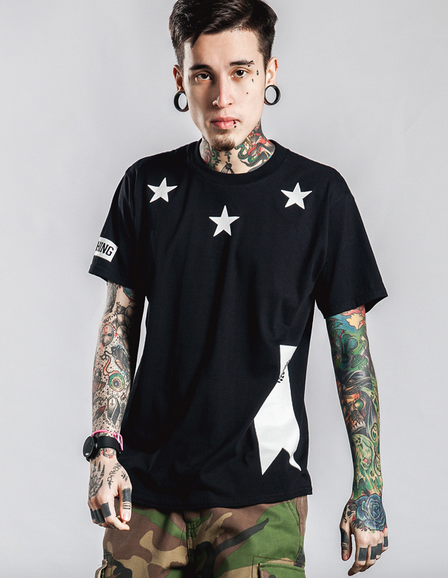 Swag and White Hip T-shirt with Star Collar Print