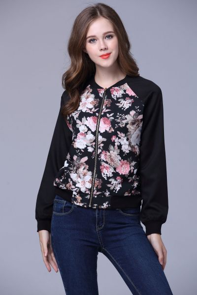 Flower print jacket for women Roses