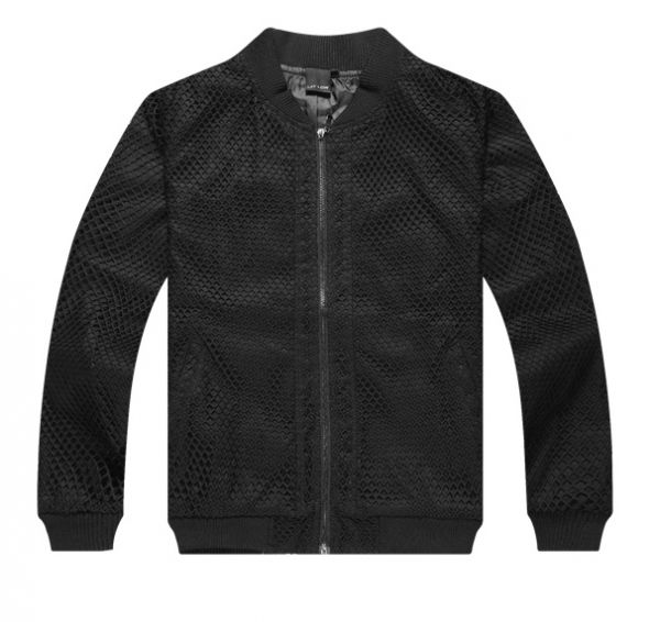 Bomber Sweater Jacket for Men with Hollowed Out Netting