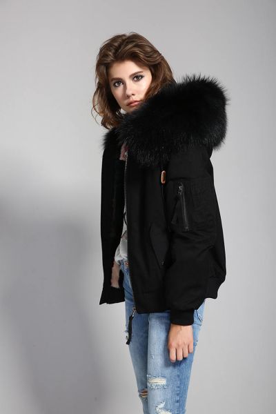 Women's winter jacket with removable fur interior and hood