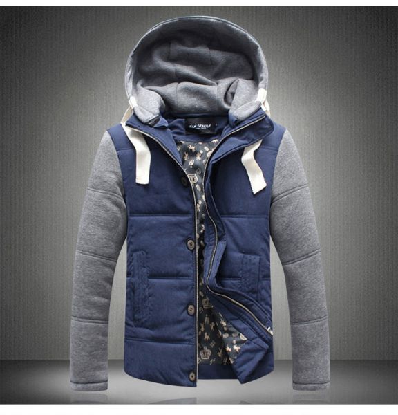 Quilted  winter jacket for winter hoodie with contrast sleeves