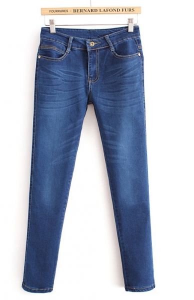 Skinny Jeans for women low waist - Denim blue