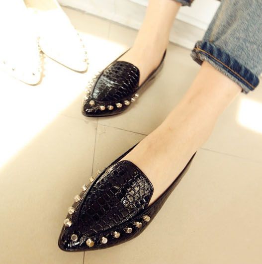 Mocassins for Women Mock Croc Leather with Studded Design