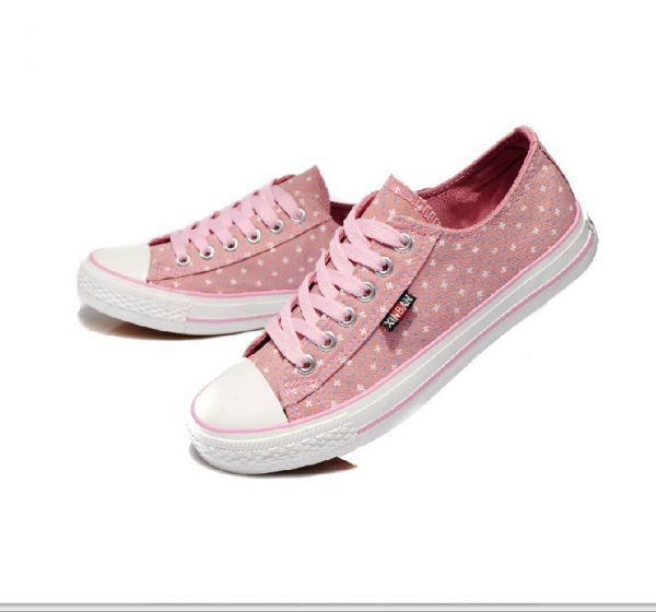 Low Top Sneakers for Women Canvas with Flower Dot Print